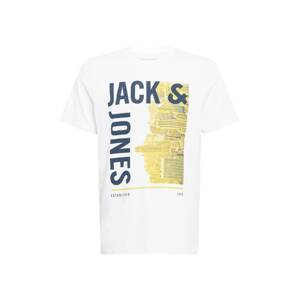 JACK & JONES Tričko  biela / žltá / námornícka modrá