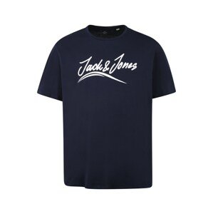 Jack & Jones Plus Tričko 'FLEXER'  námornícka modrá / biela