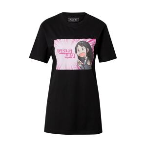 Merchcode Tričko 'Girls Win'  sivá / ružová / ružová / čierna / biela