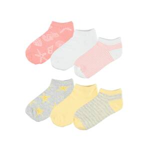 NAME IT Ponožky 'Fairy'  sivá melírovaná / biela / svetločervená / žltá