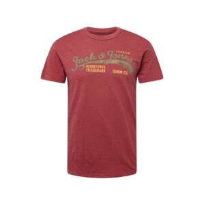 JACK & JONES Tričko  šafránová / svetlozelená / pastelovo červená