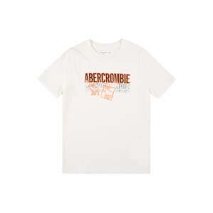 Abercrombie & Fitch Tričko  biela / čierna / oranžová
