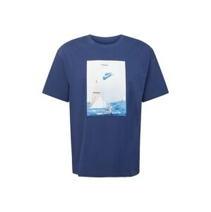 Nike Sportswear Tričko 'Reissue'  námornícka modrá / biela / béžová / azúrová / svetlomodrá