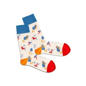 DillySocks Ponožky 'Baboon Sand'  béžová / nebesky modrá / červená / oranžová / zmiešané farby
