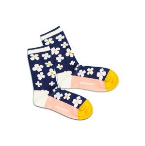 DillySocks Ponožky 'Floral Night'  námornícka modrá / zlatá žltá / ružová / biela
