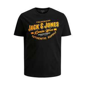 Jack & Jones Plus Tričko  čierna / biela / zlatá žltá