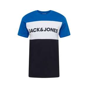 JACK & JONES Tričko  tmavomodrá / kráľovská modrá / biela