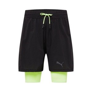 PUMA Športové nohavice 'TRAIN EVOKNIT'  čierna / neónovo zelená