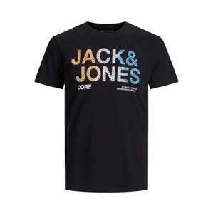 JACK & JONES Tričko  čierna / modrá / biela / oranžová