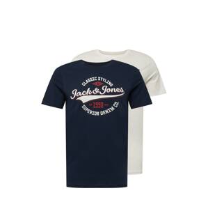 JACK & JONES T-Shirt  námornícka modrá / biela / ohnivo červená / grenadínová