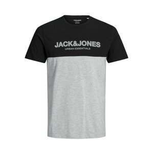 Jack & Jones Plus Tričko  sivá melírovaná / čierna