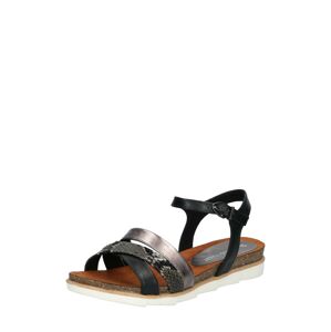 MARCO TOZZI Remienkové sandále  čierna / striebornosivá / sivá