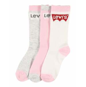 LEVI'S Ponožky  biela / sivá melírovaná / svetloružová / červená