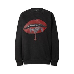 AX Paris Sweatshirt  čierna / tmavočervená / strieborná