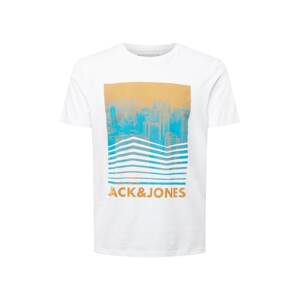 JACK & JONES Tričko  biela / tyrkysová / medová