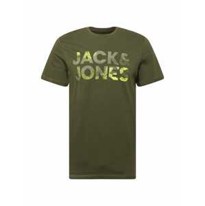JACK & JONES Tričko 'OLDIER'  olivová / kaki / neónovo zelená