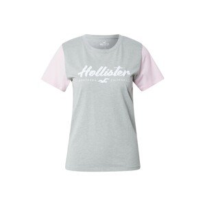 HOLLISTER Tričko  sivá melírovaná / pastelovo fialová / biela