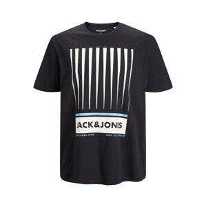 Jack & Jones Plus Tričko 'Booster'  čierna / biela / dymovo modrá
