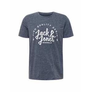 JACK & JONES Tričko 'KIMBEL'  modrá melírovaná / biela