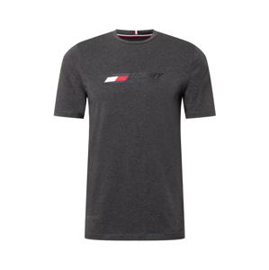 Tommy Sport Funkčné tričko  tmavosivá / biela / červená