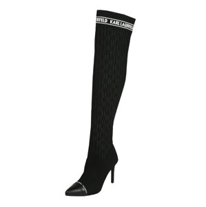 Karl Lagerfeld Čižmy nad koleno 'PANDORA Monogram Ribbed Knee Boot'  čierna