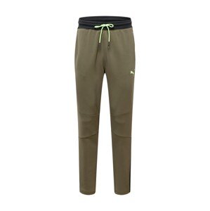 PUMA Športové nohavice  kaki / čierna / neónovo zelená