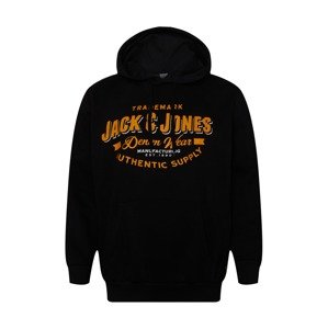 Jack & Jones Plus Mikina  čierna / oranžová / biela