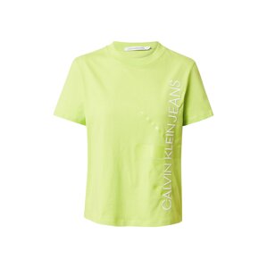 Calvin Klein Jeans Tričko  neónovo zelená / biela