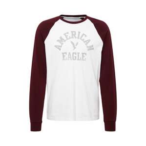 American Eagle Tričko  sivá / burgundská / biela