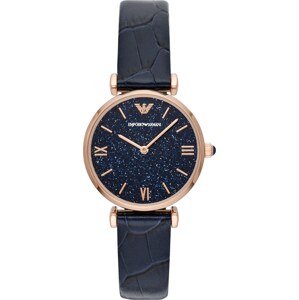 Emporio Armani Analógové hodinky 'Quarz'  námornícka modrá / ružové zlato