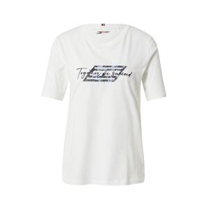 Tommy Sport Funkčné tričko  biela / tmavomodrá / svetlomodrá