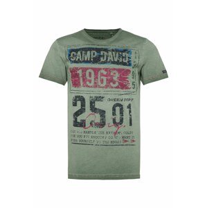CAMP DAVID T-Shirt mit Prints im Used Look  olivová