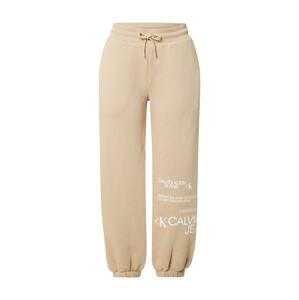 Calvin Klein Jeans Nohavice  béžová / biela