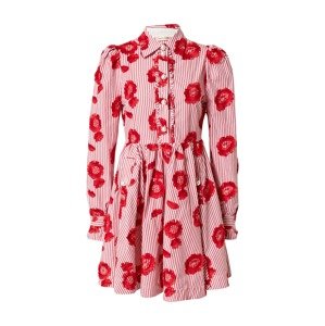 Custommade Košeľové šaty  rosé / biela / červená