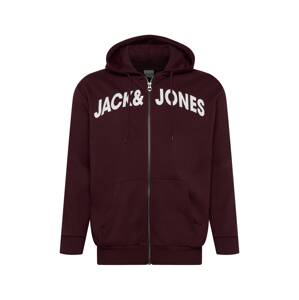 Jack & Jones Plus Tepláková bunda  vínovo červená / biela