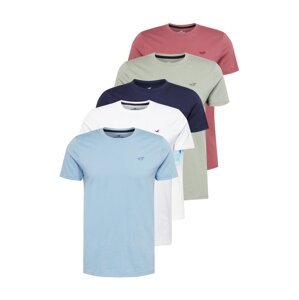 HOLLISTER Shirt  biela / svetlomodrá / námornícka modrá / sivá / tmavoružová