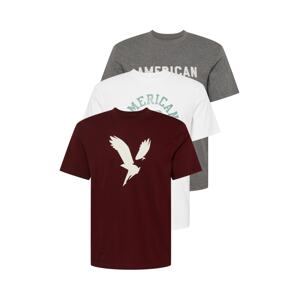 American Eagle Tričko  sivá melírovaná / smaragdová / bordová / biela