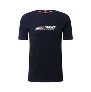 Tommy Sport Funkčné tričko  tmavomodrá / biela / ohnivo červená
