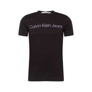 Calvin Klein Jeans Tričko  čierna / striebornosivá