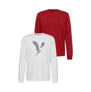 American Eagle Tričko  červená / sivá / biela