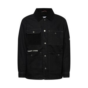 Tommy Jeans Prechodná bunda  čierny denim / biela