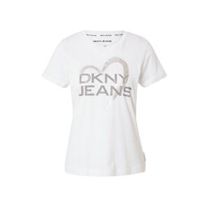 DKNY Tričko  biela / strieborná / sivá
