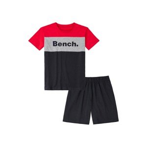 BENCH Pyžamo  sivá melírovaná / neónovo červená / čierna