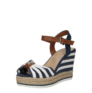 TOM TAILOR Remienkové sandále  biela / námornícka modrá / hnedá