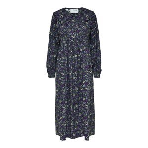 SELECTED FEMME Košeľové šaty 'Lafia'  čierna / fialová / trávovo zelená / béžová