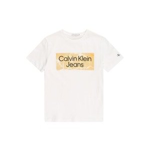 Calvin Klein Jeans Tričko  biela / svetlohnedá / čierna