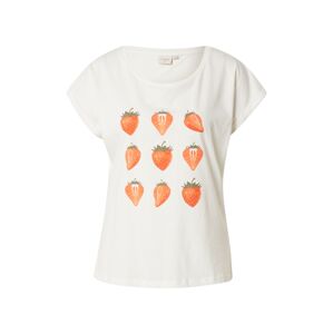 Cream T-Shirt 'Sunny'  biela / olivová / broskyňová / červená