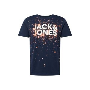 JACK & JONES Tričko  námornícka modrá / biela / oranžová
