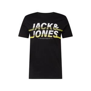 JACK & JONES Tričko 'Charles'  čierna / biela / žltá