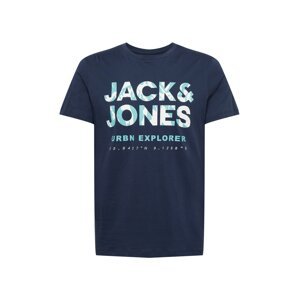 JACK & JONES Tričko  námornícka modrá / biela / tyrkysová